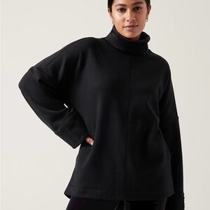 Athleta Cozy Karma Funnel Neck Sweatshirt in Black